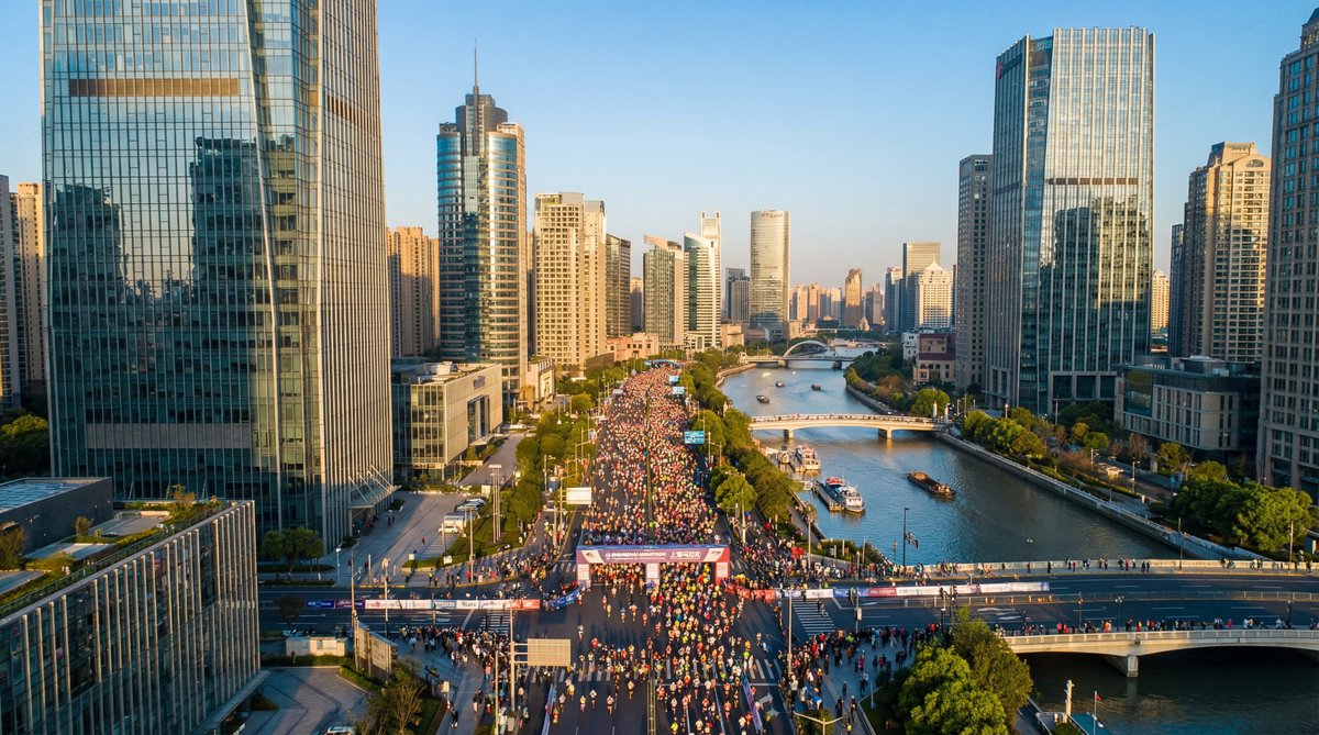 人兽城市马拉松航拍视频